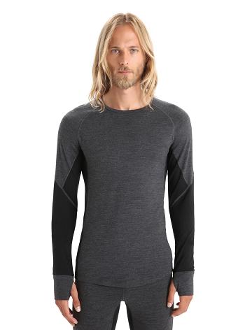 Jet Heather / Black Men's Icebreaker BodyfitZone™ Merino 260 Zone Long Sleeve Crewe Thermal Top Base Layers | USA 1382SGLO